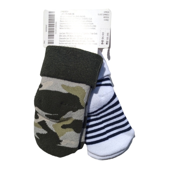 Gymboree 3-6m Camouflage/Stripes Green/Blue Socks - Picture 2 of 4